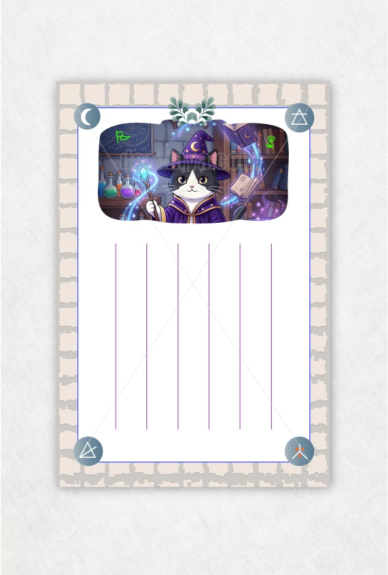 猫 はがき 便箋 罫線入り イラスト 可愛い 魔法使い 面白い デザイン テンプレート