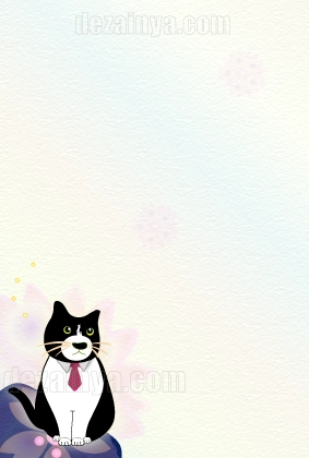 手紙 猫 便箋 ハガキサイズ ポストカード はがきハチワレ 白黒 ハガキ デザイン テンプレート