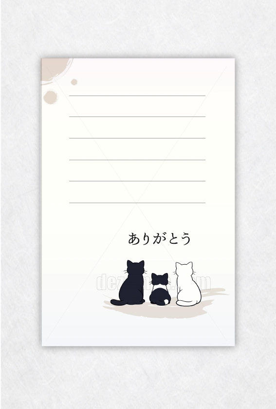 手紙 ネクタイ 可愛い 上品 温かい 子猫 親猫 家族 はがき デザイナー デザイン テンプレート