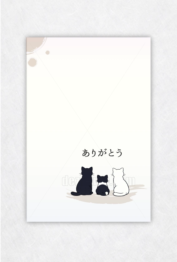 手紙 ハガキ サイズ 絵葉書 ポストカード 子猫 親猫 家族 はがき デザイン ダウンロード